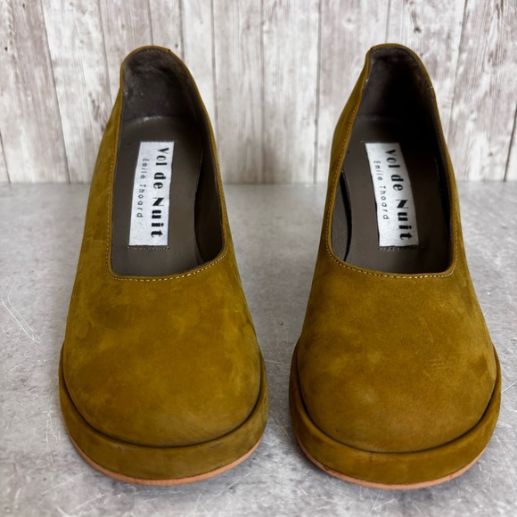 Vol de Nuit Emile Thoard Green Suede Round-Toe Wedges EU 36 - Picture 2 of 6